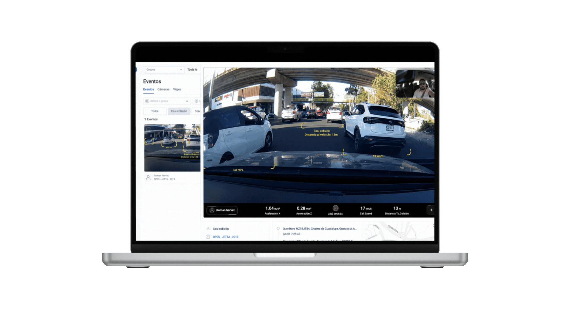 Vista de la plataforma MyGeotab en operación